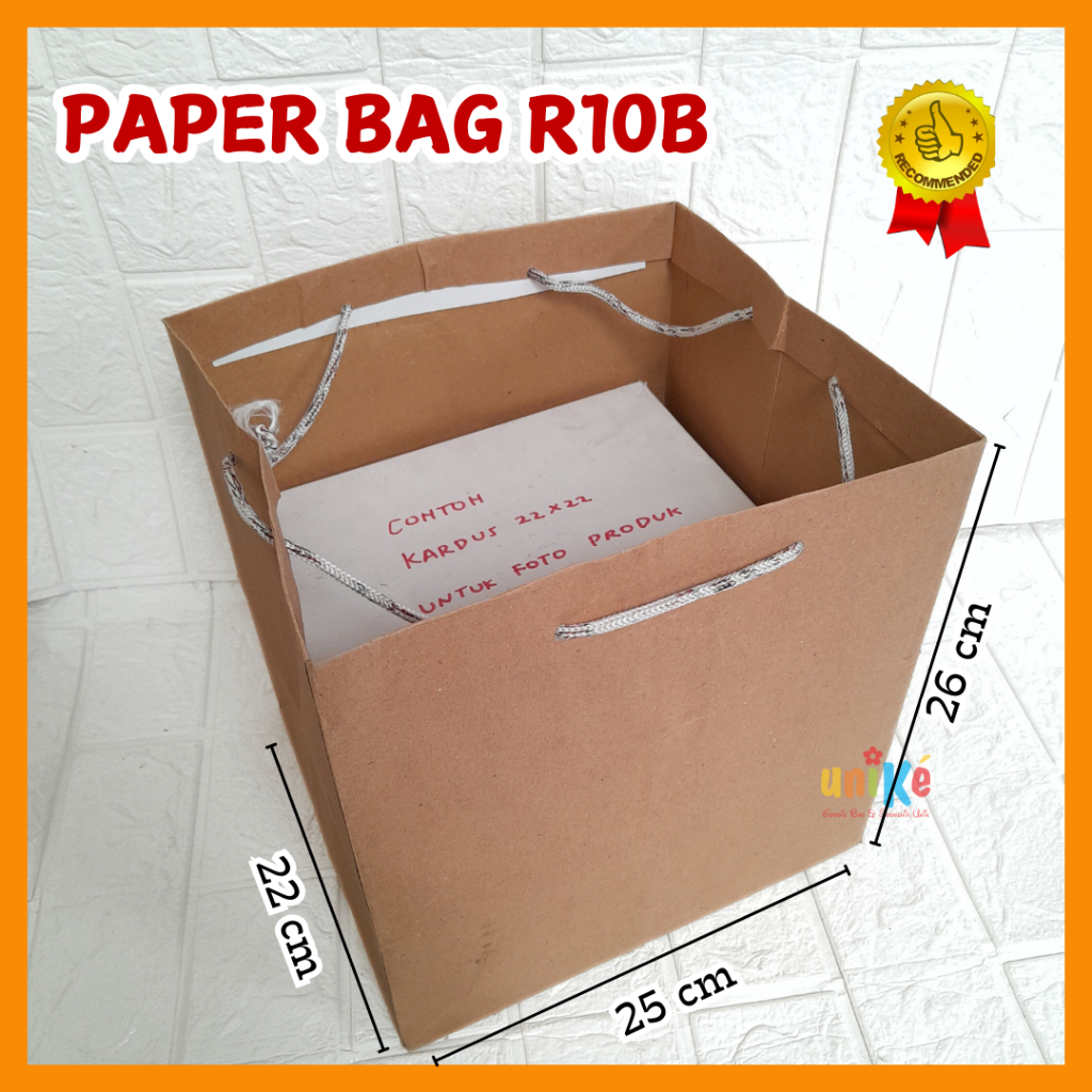 

R10B Paper Bag Coklat Polos 25x22 Tas Kertas Nasi Kotak 22x22 Tas Souvenir Bingkisan Gift PBR10B D22