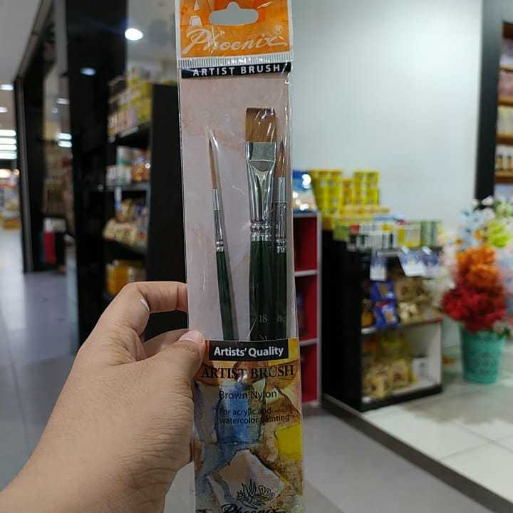 

GRAMEDIA KEDIRI - PHOENIX KUAS 3PCS/SET NYLON SHORT ROUND 3,8 FLAT 18