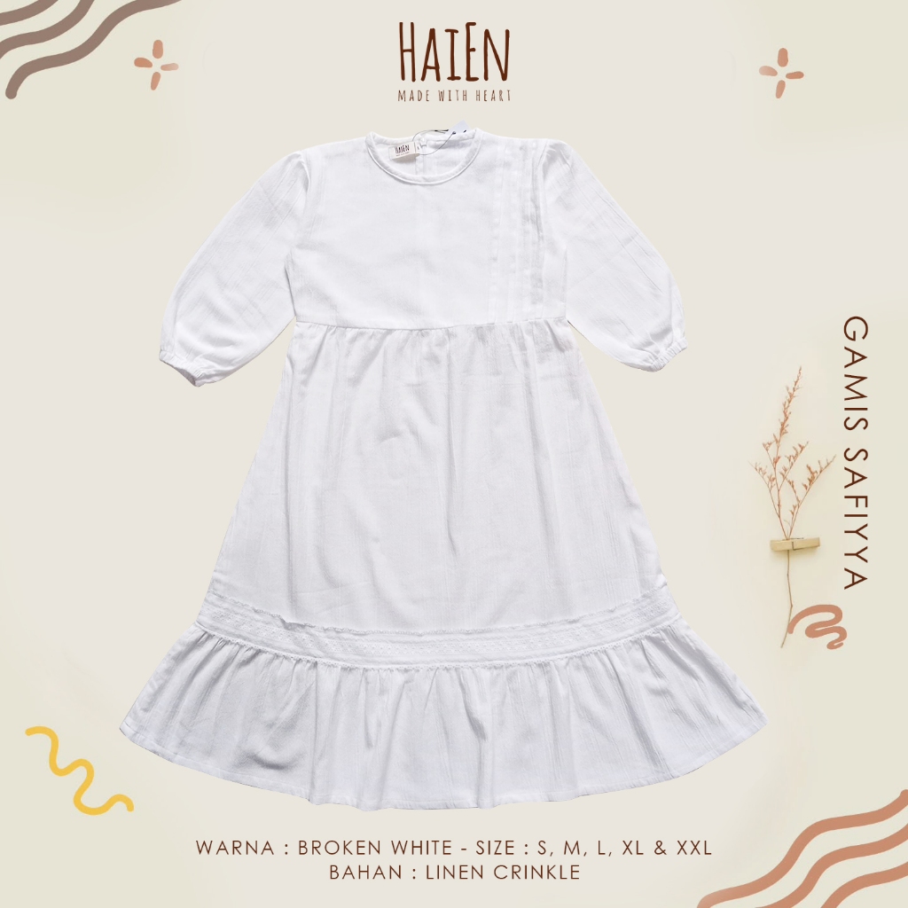 HaiEn Gamis Safiyya - Gamis Anak Perempuan Usia 23456789101112 Tahun Bahan Linen Crinkle Premium