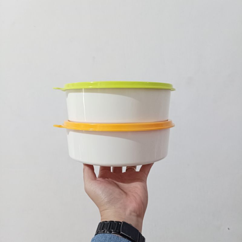 Large Deep Bowl Tupperware - Green, Orange