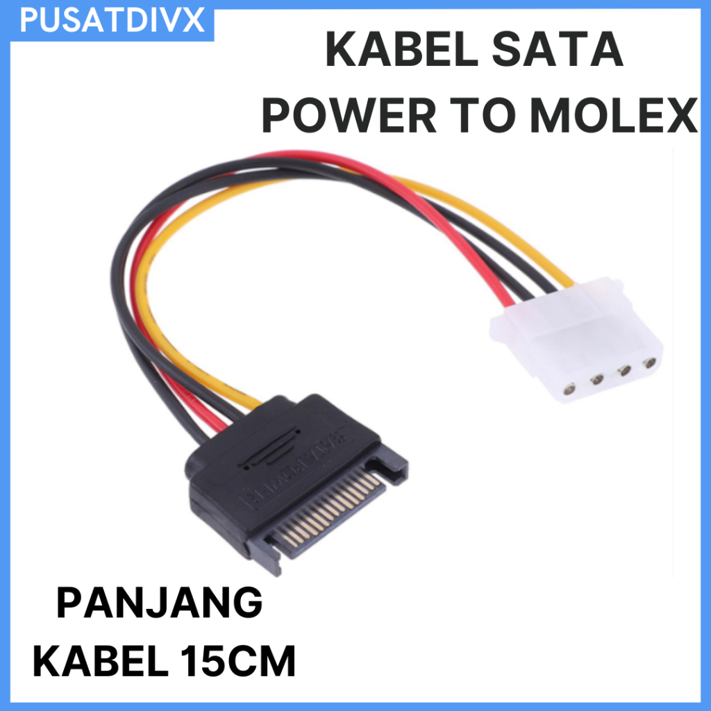 SANJI KABEL SATA POWER 15PIN MALE TO MOLEX 4PIN FEMALE ADAPTER CONVERTER SATA POWER