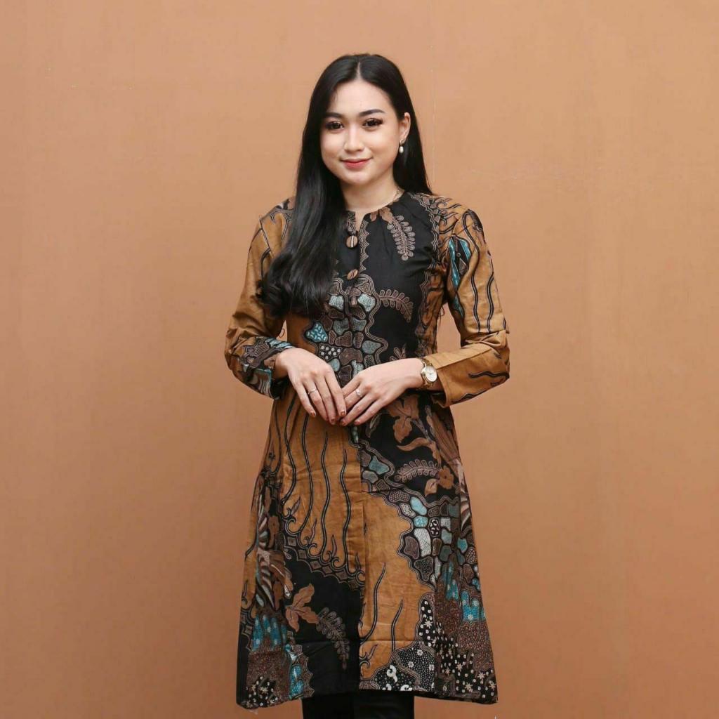 TUNIK BATIK WANITA MODERN MODEL KANCING DEPAN