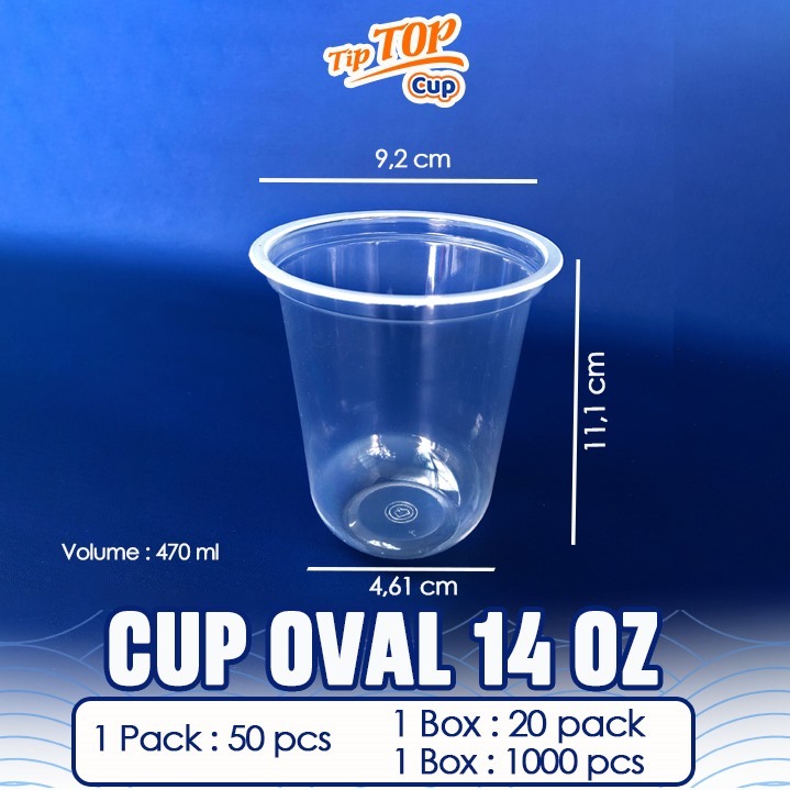 Gelas Plastik Oval 14 oz / Cup Plastik Oval / cup minuman  400ml