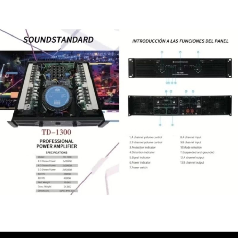 Power amplifier Soundstandard TD1300 2X1300 watt td-1300