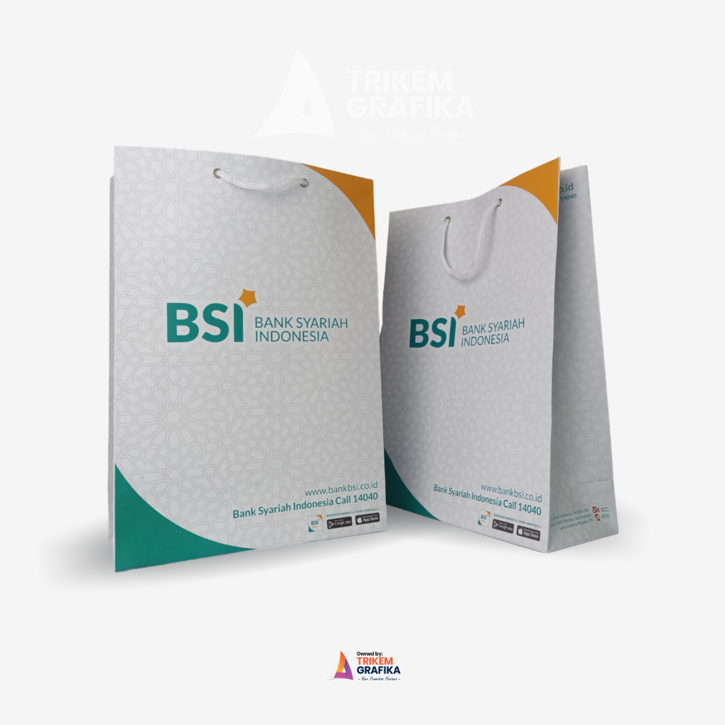 

READY STOCK Trikem Paperbag Ukuran Kecil Bahan Tebal Tas Shopping Promosi BSI Bank Syariah Indonesia