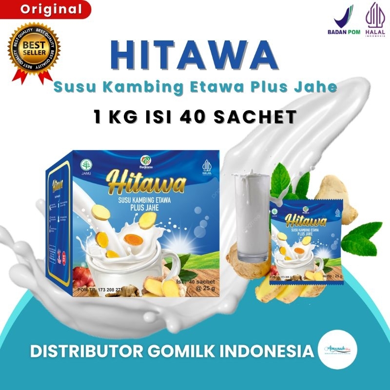 

[BISA COD + GARANSI] [GRATIS JAHE] HITAWA SUSU KAMBING ETAWA PLUS JAHE 1 KG 40 SACHET