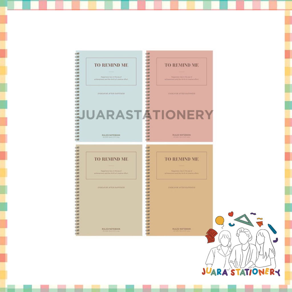 

Deli LA560-01 Ruled Notebook Buku Catatan Motif To Remind Me Ukuran A5 - Green / Peach / Tosca / Yellow [1 Buku @60 Lembar]