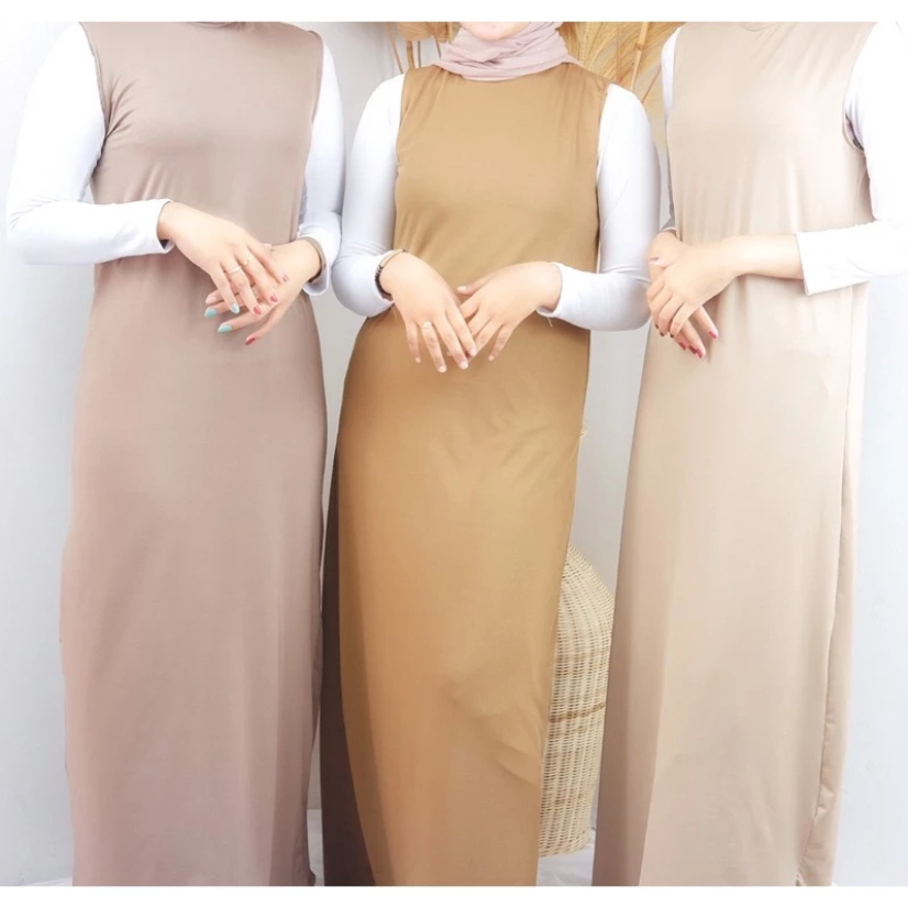 dress jersey manset inner tanpa lengan premium dalaman dress