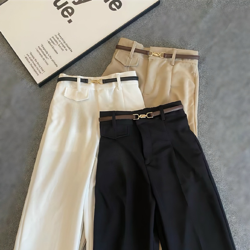Oro Pants Knit Premium Celana Panjang Highwaist Korean Style Wanita Loose Pants Anti Kusut