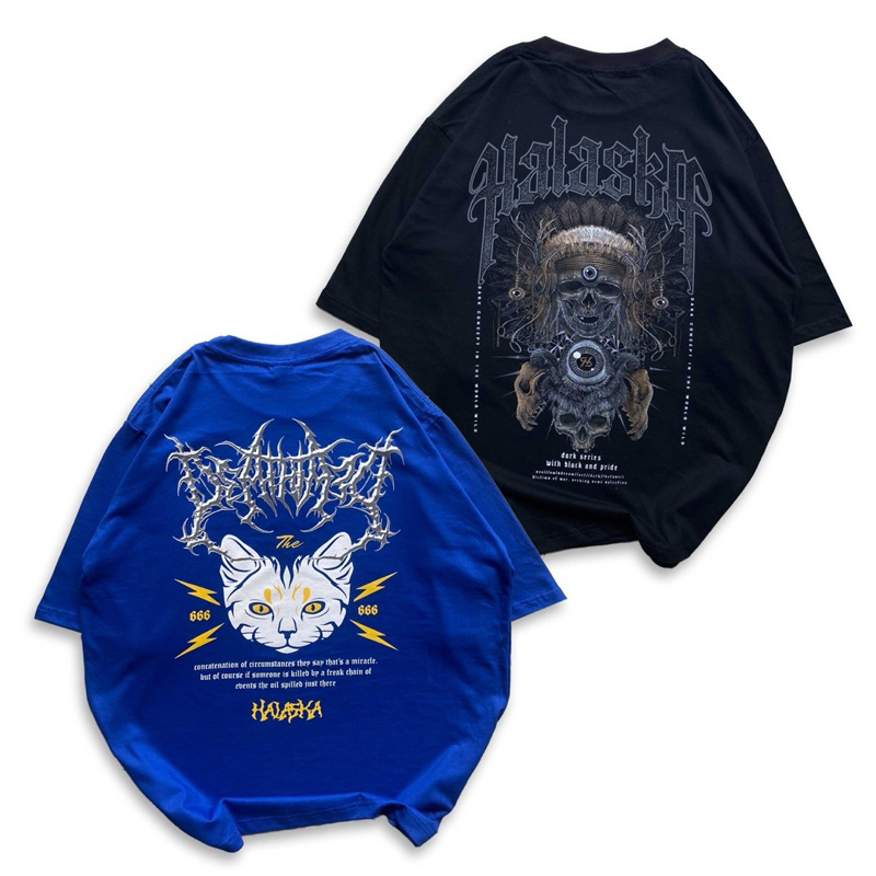 Baju Kaos Over size sablon halaska katun murah