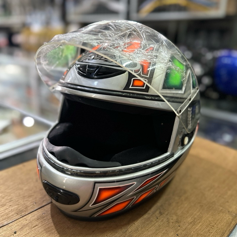 Helm Full Face Index/Avex BS-10 Dewasa Import GRAY ORANGE