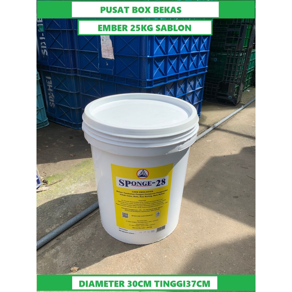 Ember 25kg/20kg bekas cat plus tutup sablon MERK RANDOM ember 25kg bekas cat sablon