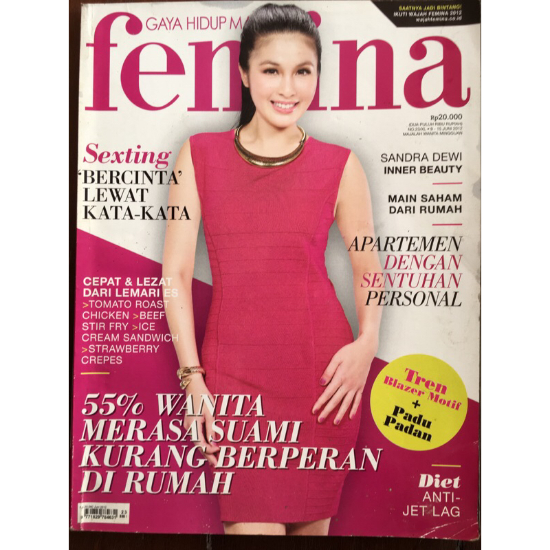 Majalah Femina Juni 2012 cover Sandra Dewi