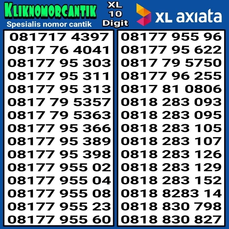 Nomor Cantik XL 10 digit Kartu perdana XL 10 digit.3