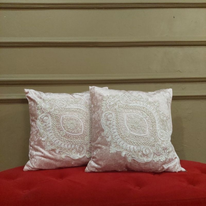 Sarung Bantal Sofa 40x40 cm Sarung Bantal Turky Bludru Velvet White Grey Cappucino Gold Sarung Banta