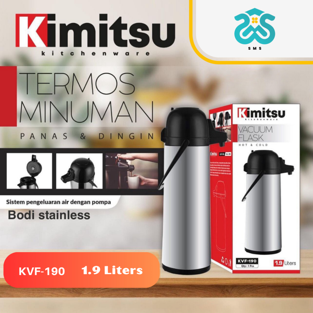 SMS.ID - Termos Air Pencet Kimitsu KVF-190 Termos Air Panas Dingin Stainless Tahan Lama Anti Karat