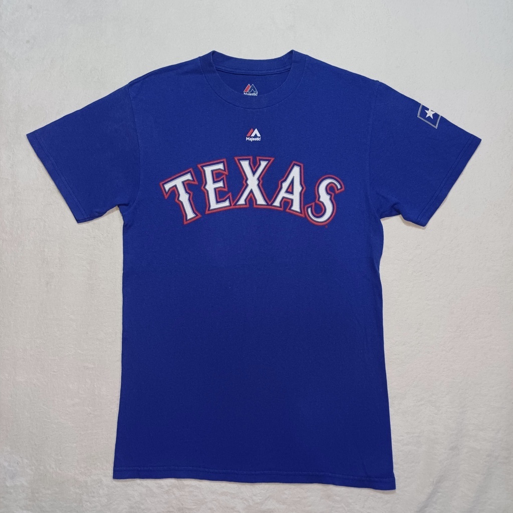KAOS BASEBALL MAJESTIC TEXAS, SIZE S - M (SECOND BRANDED) BIRU, PT46