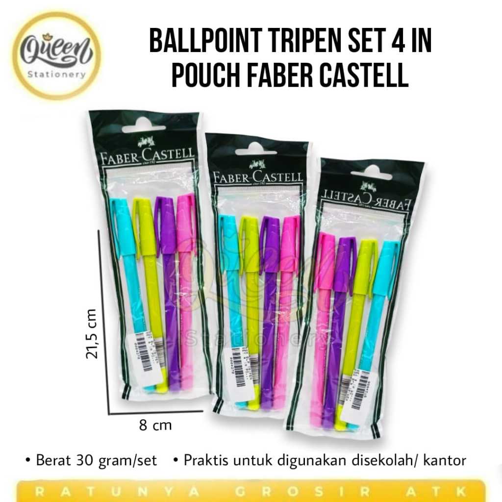 

1 SET BALLPOINT TRIPEN SET 4 IN POUCH FABER CASTELL / PULPEN PENA FABER CASTELL