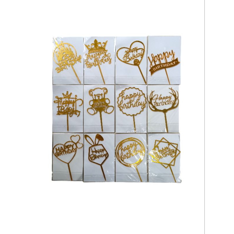 Cake topper polos tulisan / tusukan kue ulang tahun happy birthday / tusukan kue happy birthday / tu