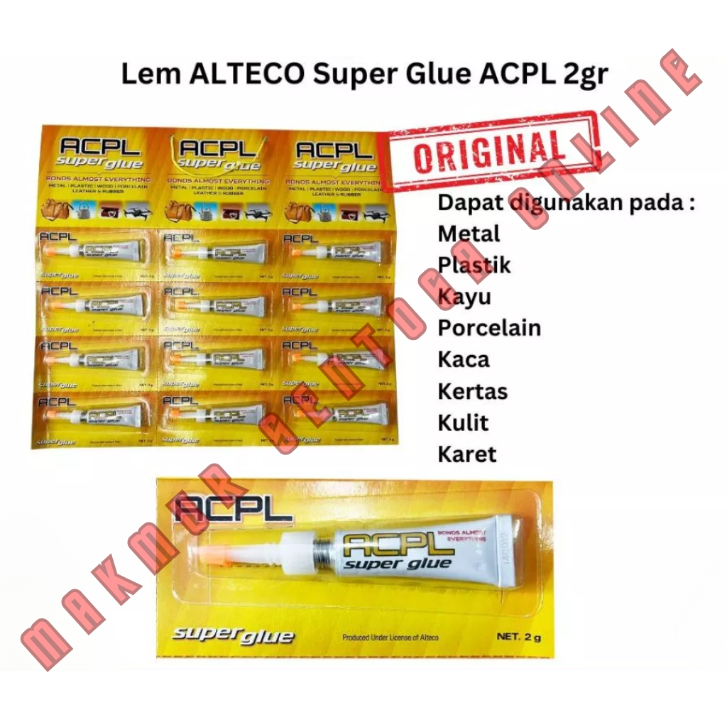 

Lem super glue ACPL ALTECO 2 gram ACPL Super Glue Perekat Instan 2 gr lem instan by alteco