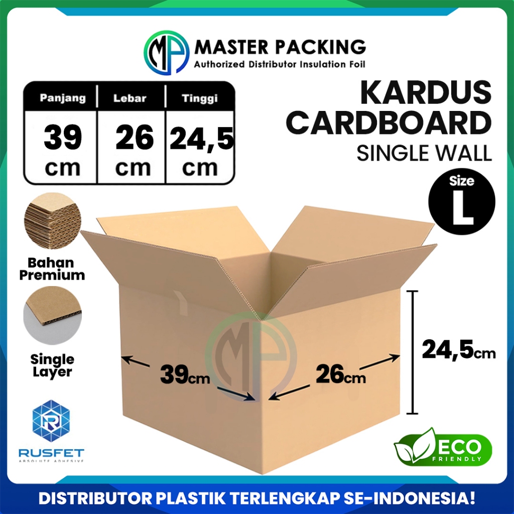 

Kardus Box Packing Dus 39 x 26 x 24.5CM Karton Single Layer Coklat Polos Harga Ecer Satuan - Rusfet