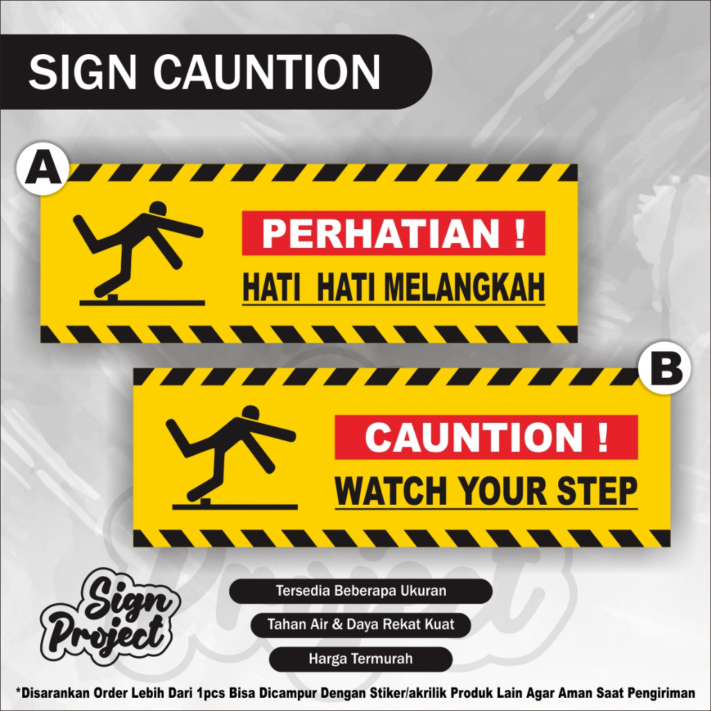 

Stiker Hati Hati Melangkah Bahan vinyl Anti Air waterproof | Stiker Perhatikan melangkah Stiker Hati-Hati tangga