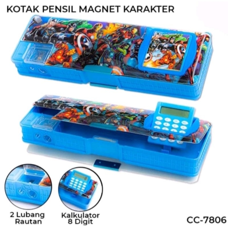 

Kotak pensil bolak balik 2 pintu/kotak pensil kalkulator+rautan 2 lubang/kotak pensil tutup magnet karakter cowok cewek/pencil case/studi set