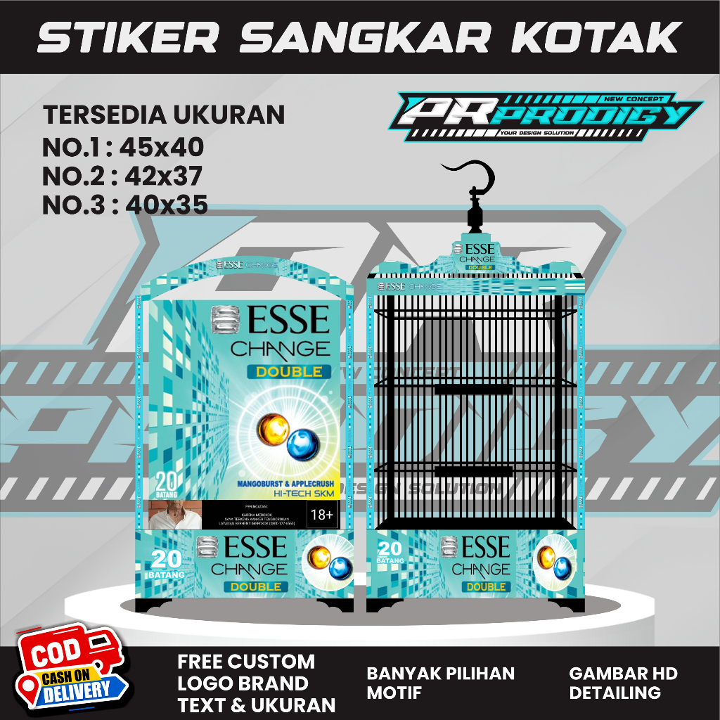 Stiker Decal Sangkar Burung / Sangkar Koper / Koper Ceper / Sangkar Kosan ESSE CHANGE