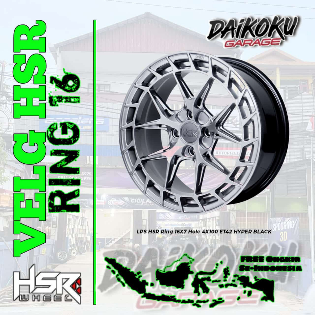 Velg Racing HSR WHEEL LPS Ring 16 Single Pcd Baut 4x100 | Toko Velg Mobil Hsrbanjarmasin