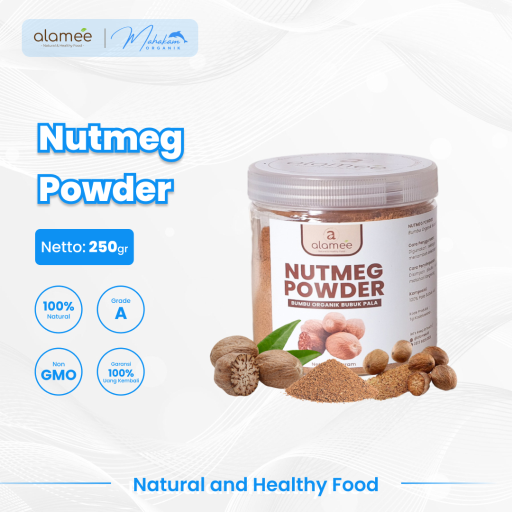 

ALAMEE Pala Bubuk Nutmeg Powder Bumbu Dapur Rempah Murni Asli Seasoning Organik 250gr