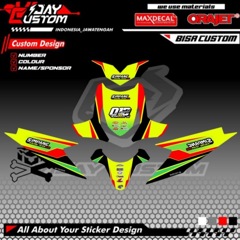 Decal Striping Stiker Sticker Full Body Motor Honda Beat Karbu Carbu Body Buta Standar Tebal Glosy D