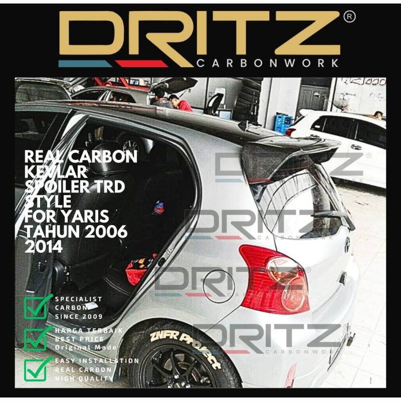 Carbon Kevlar Spoiler TRD Style Yaris 2006 2014 yaRis bapao wing