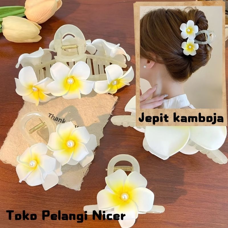 Jepit rambut bunga kamboja- Jedai rambut kamboja-Jepit Korea Bunga Kamboja- Hair pin bunga Kamboja