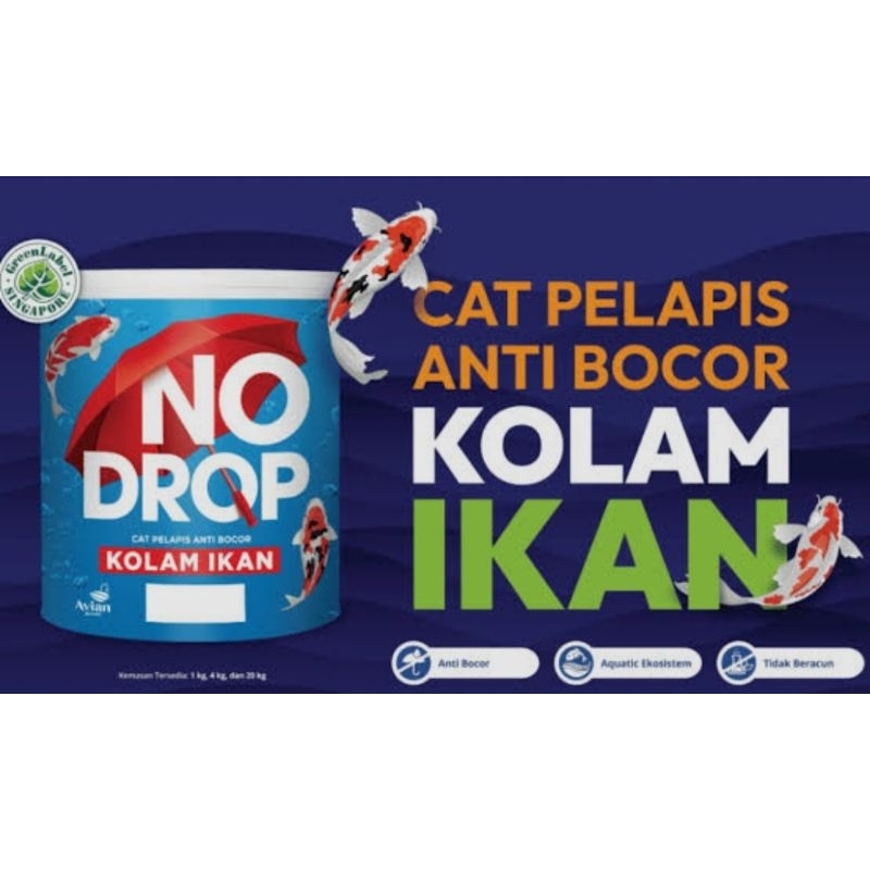 cat no drop kolam ikan 4kg GALON,cat pelapis anti bocor kolam ikan 4kg