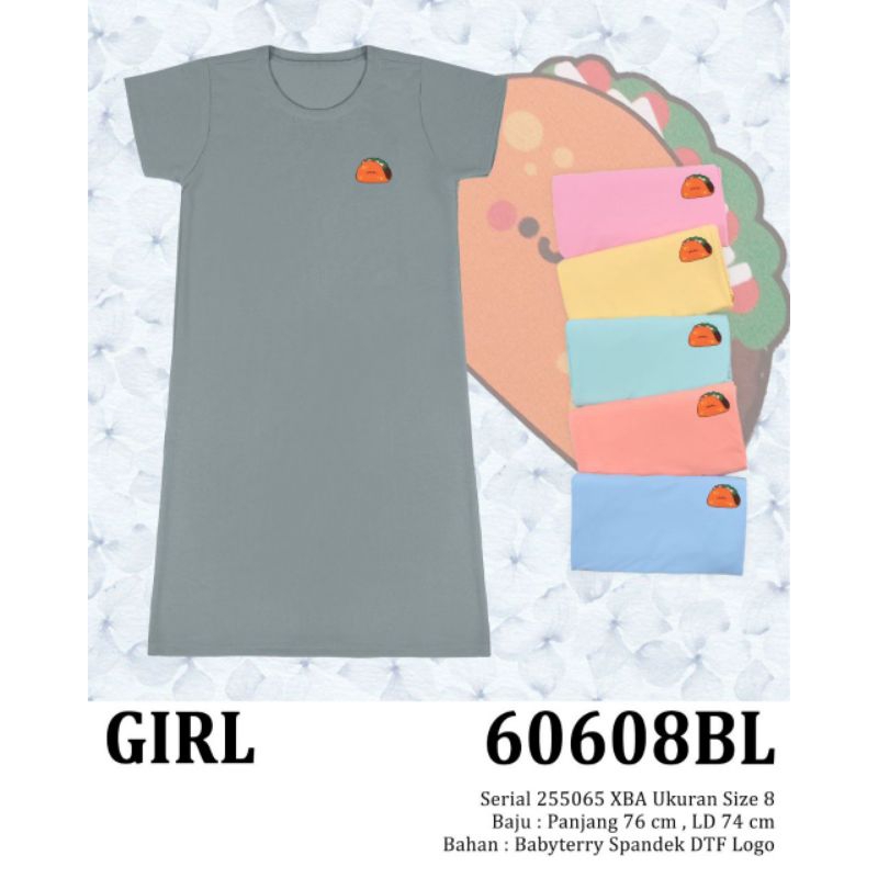 60608BB / BL Lemone daster anak dress kaos babyterry size 08 polos