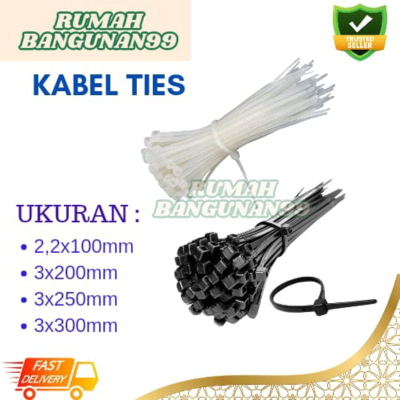 

100pcs KABEL TIES NYLON CABLE HITAM PUTIH 10cm 15cm 20cm 25cm 30cm