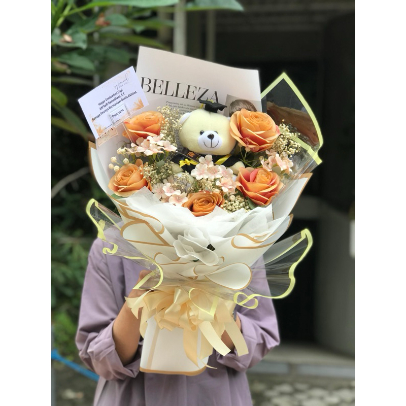 buket wisuda artificial/buket bunga surabaya/buket bunga graduation