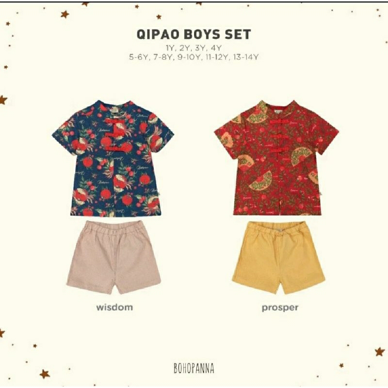 BOHOPANNA - QIPAO BOYS SET - Setelan Anak Imlek Laki Laki