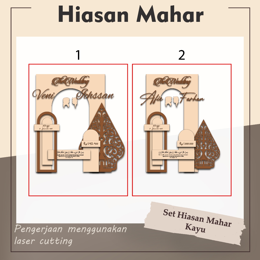 Hiasan Mahar Gunungan Wayang Set - Hiasan Mahar Kayu