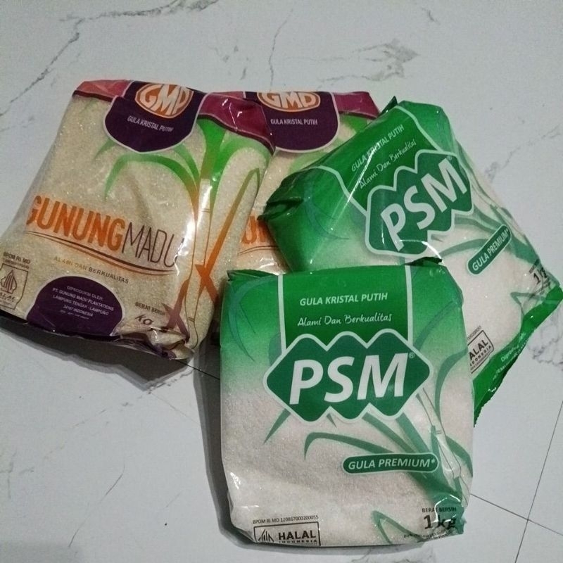 

Gula PSM dan Gunung Madu 1kg Gula Kristal putih Gula premium