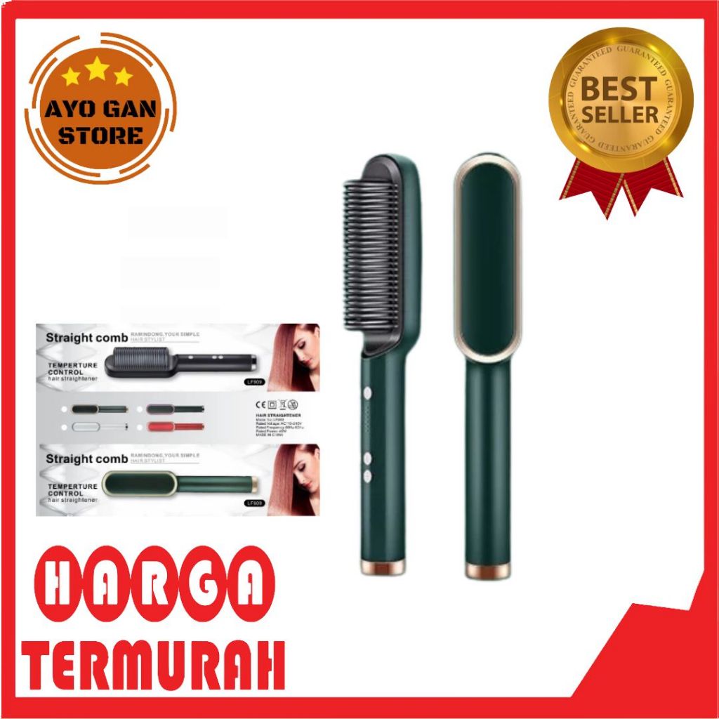 RAMINDONG LF909 Sisir Catokan Sisir Pelurus Rambut Catok Rambut 2 in 1