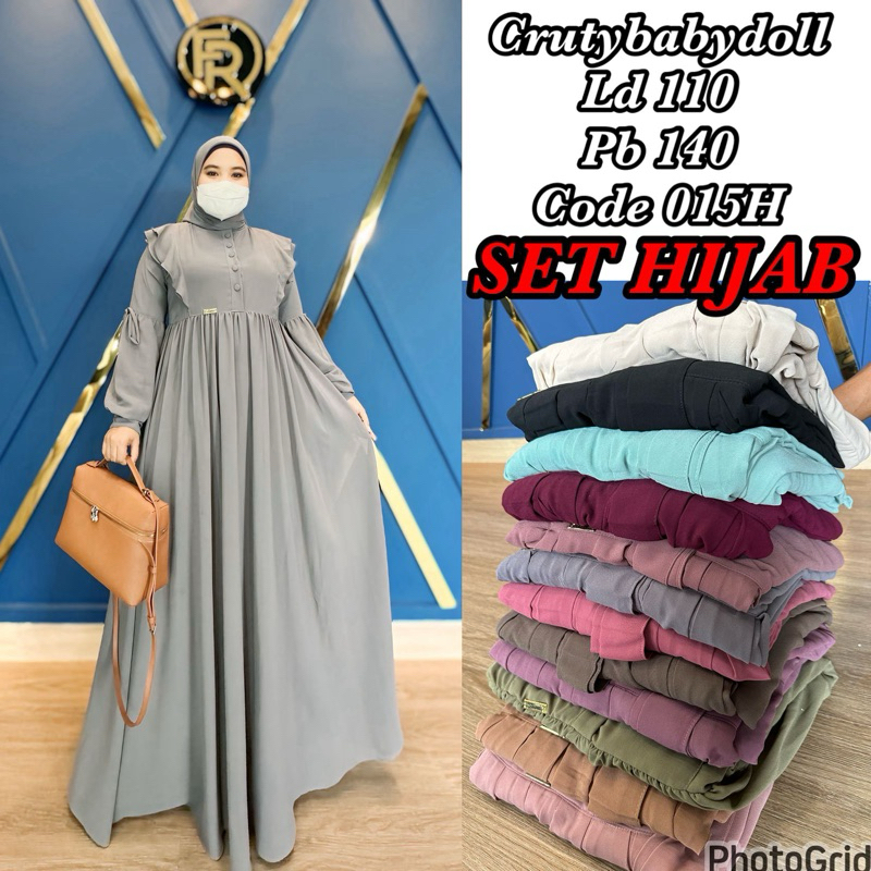 gamis frilla ceruty premium gamis set hijab