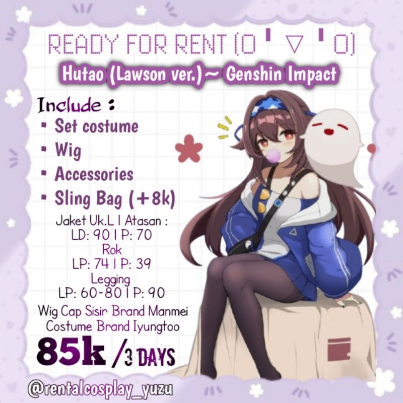 RENTAL/SEWA HUTAO LAWSON VERSION GENSHIN IMPACT COSTUME ANIME KOSTUM