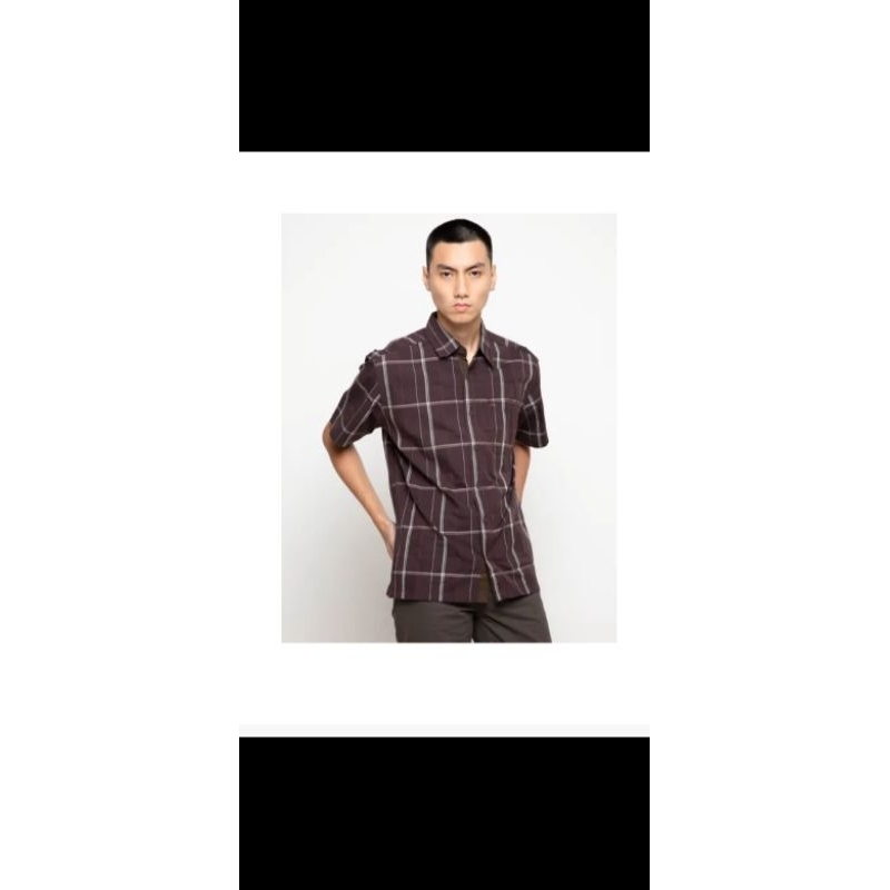 Kemeja Cardinal Original Lengan pendek coklat tua kasual keren