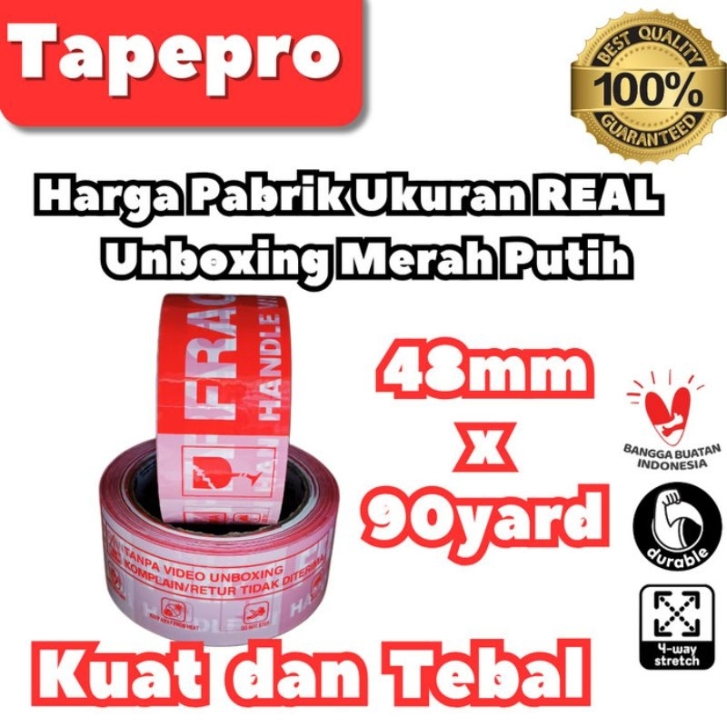 

Tapepro Harga Pabrik Ukuran Real Unboxing Merah Putih 48mm x 90yard