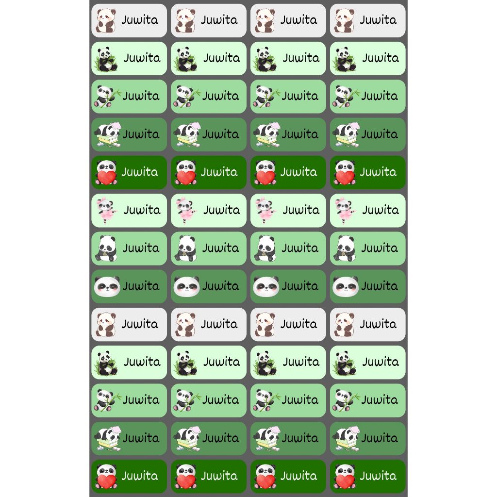 

STICKER LABEL NAMA VINYL WATERPROOF Panda / Buah