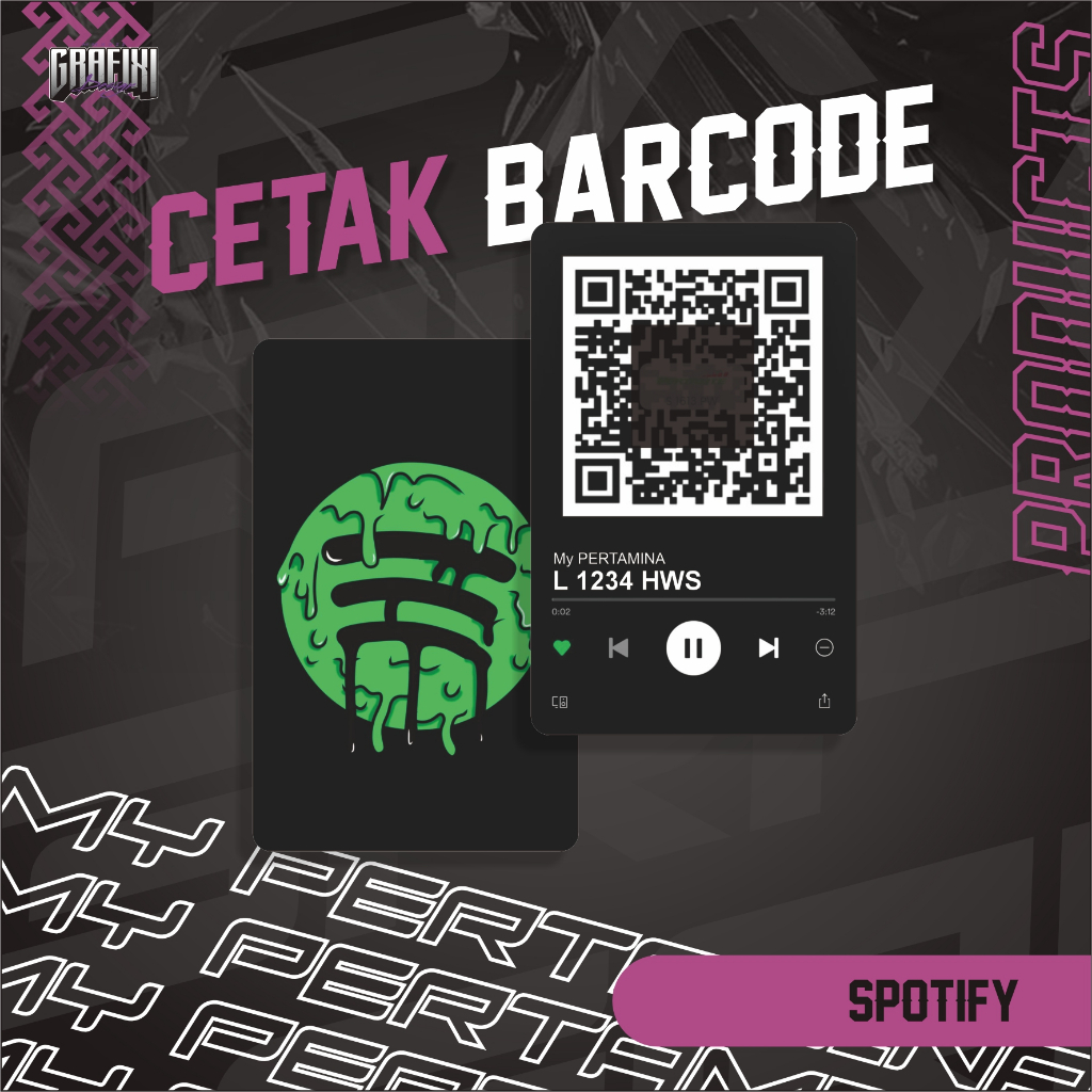 

CETAK BARCODE MY PERTAMINA KARTU PVC TEMA SPOTIFY CUSTOM 2 SISI