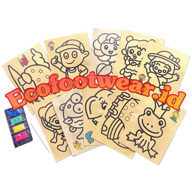 Kertas mewarnai per pcs melukis pasir ukuran kecil mainan mewarnai pasir pasiran edukasi anak kertas