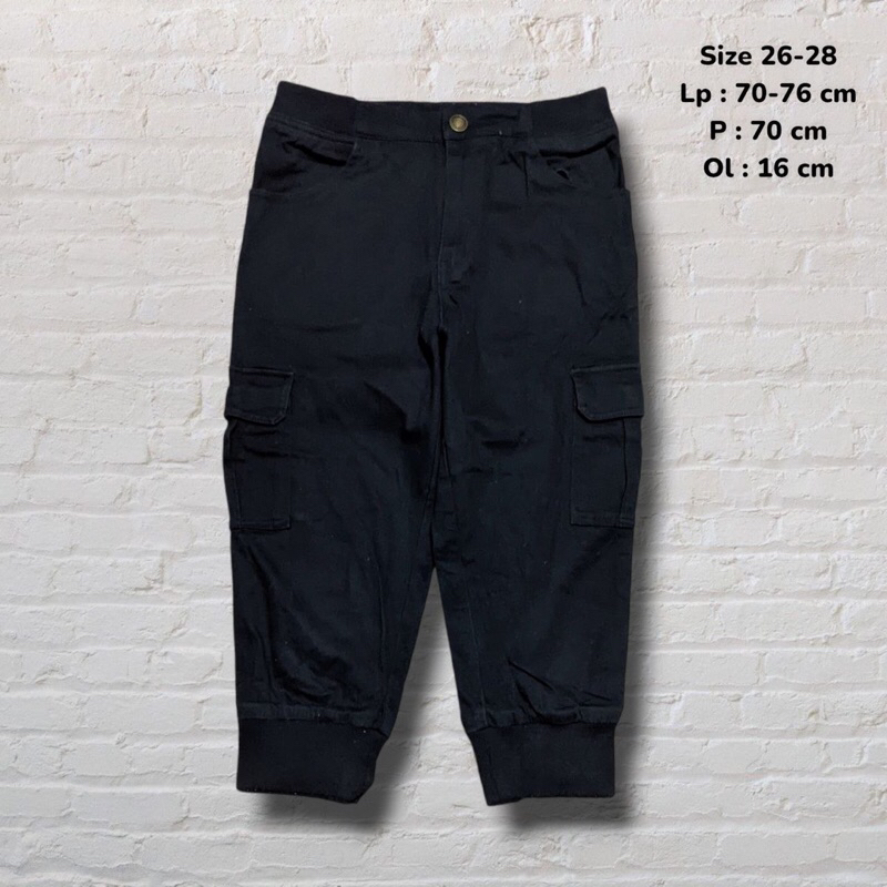 Celana Pendek Shortpants Cargo Relaxed Black Original Second Preloved #CC112