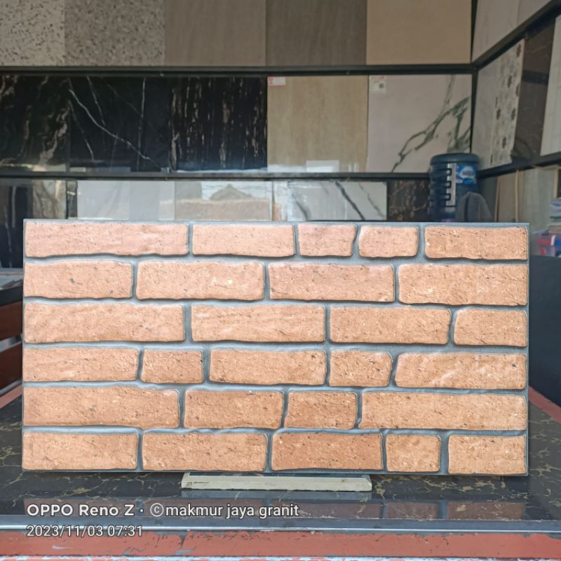 Keramik dinding 20x40 motif bata merah kecaterakota diamond